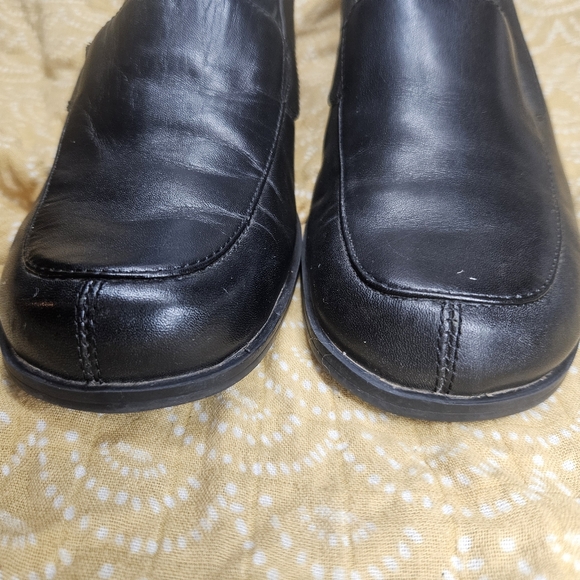 Y2K 90s Croft & Barrow Chantal Black Leather Block Heel Loafers size 6.5M Pumps - Picture 5 of 16